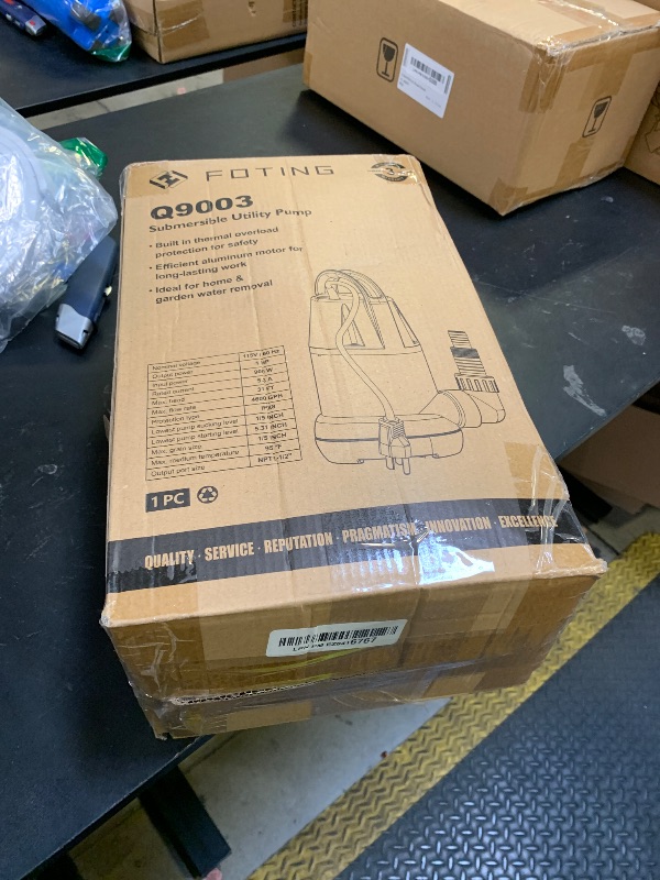 Photo 1 of FOTING Sump Pump 1HP Clean/Dirty Submersible Water Pump, 4600GPH Utility Pump Thermoplastic Electric Portable Transfer Water Pump for Swimming Pool Garden Pond Basement with 10ft Long Power Cord