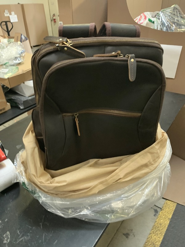 Photo 1 of LANNSYNE Vintage Genuine Leather Backpack for men, 15.6" Laptop Backpack Travel Camping 24L Rucksack