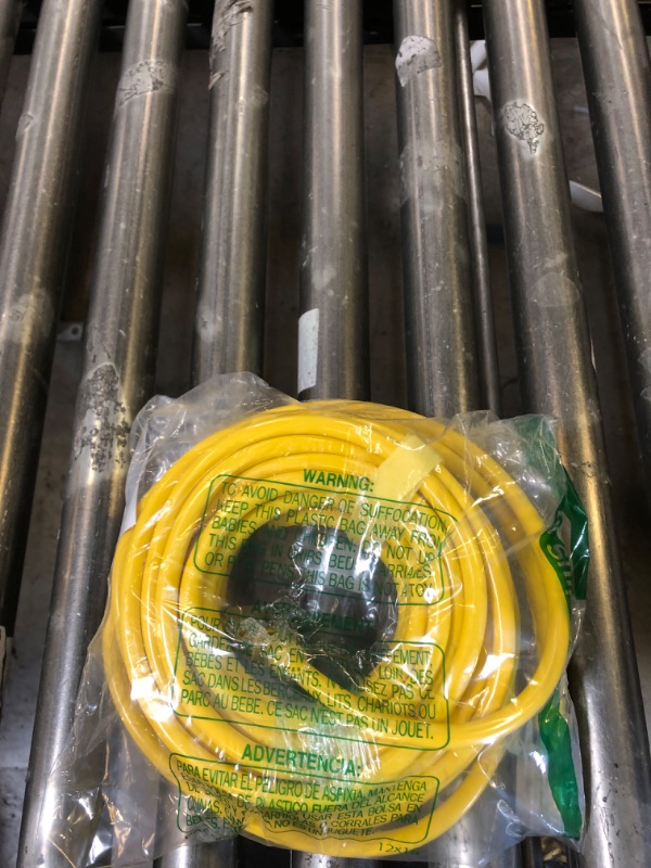 Photo 1 of POWGRN 50 ft 12/3 Outdoor Extension Cord Waterproof Heavy Duty with Lighted Indicator End 12 Gauge 3 Prong, Flexible Cold-Resistant Long Power Cord Outside, 15Amp 1875W SJTW Yellow ETL Listed