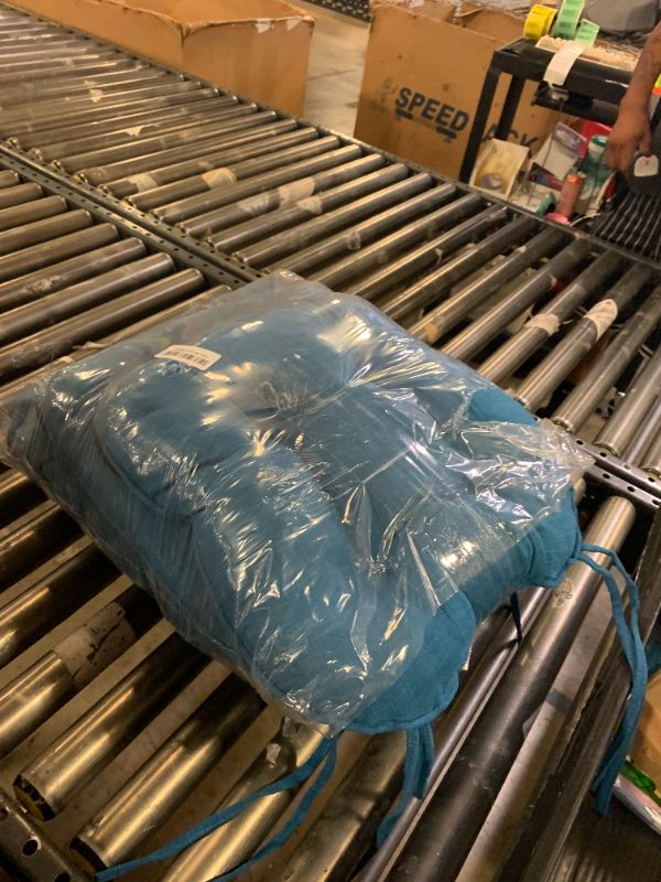Photo 1 of Basic Beyond Chair Cushions for Dining Chairs 4 Pack, Chair Cushion with Ties and Non Slip Backing, 15.5 x 15.5 inches Tufted Chair Pads for Dining Chairs(Turquoise)