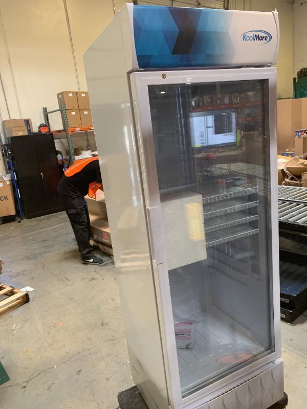 Photo 1 of KoolMore KM-MDR-1GD-12CWH 24 in. One-Door Commercial Merchandiser Refrigerator in White,12 cu. ft. ETL Listed for Safety and Sanitation