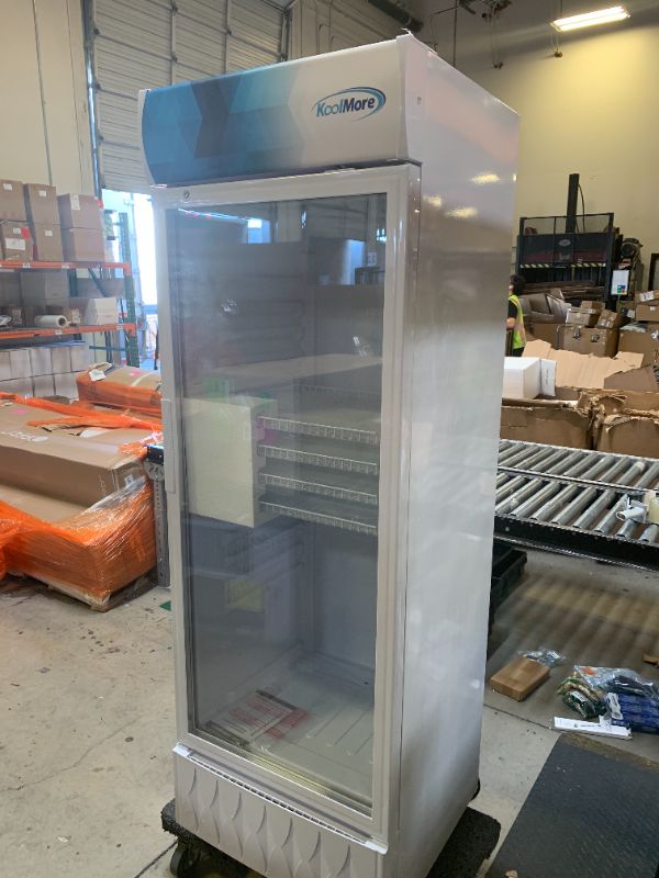 Photo 1 of KoolMore KM-MDR-1GD-12CWH 24 in. One-Door Commercial Merchandiser Refrigerator in White,12 cu. ft. ETL Listed for Safety and Sanitation