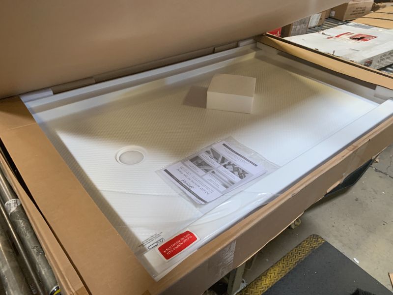 Photo 1 of DreamLine SlimLine 36 in. D x 60 in. W x 2 3/4 in. H Left Drain Single Threshold Shower Base in White, DLT-1136601