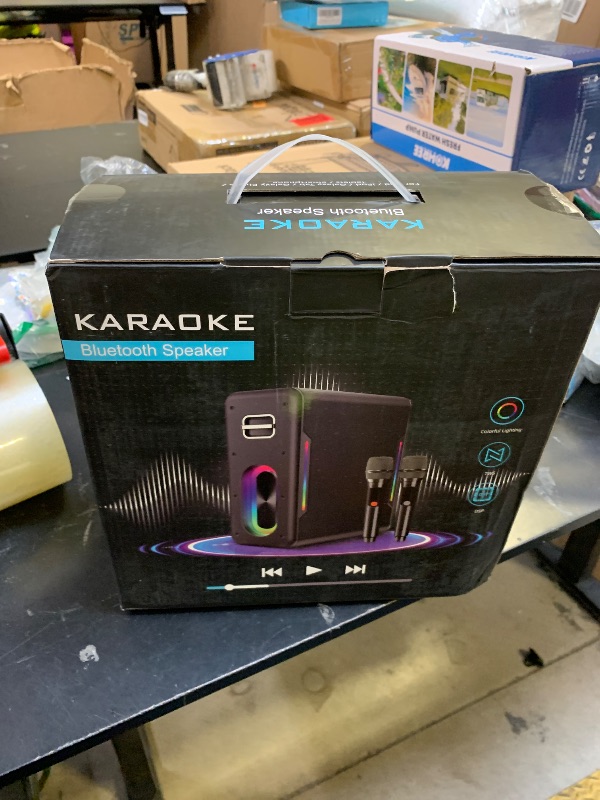 Photo 1 of Karaoke Machine with 2 Wireless Microphones Portable Bluetooth Karaoke Machine for Adults Kids DSP Chip Karaoke Speaker with LED Lights Supports TWS TF Card USB AUX in