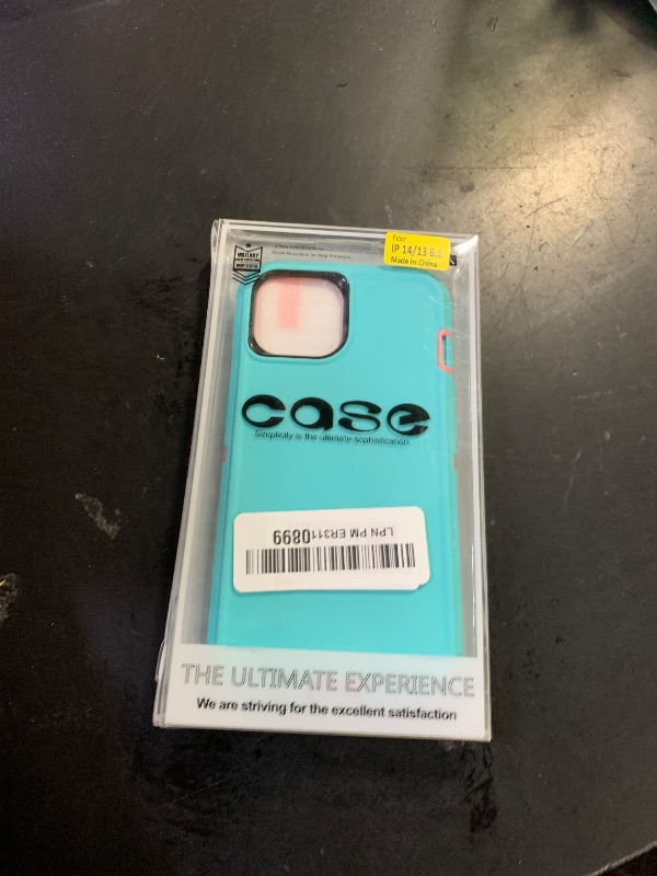 Photo 1 of YKHJKLEC for iPhone 13 Case/iPhone 14 Case, Military Grade 3 in 1 Heavy Duty Shockproof/Drop Proof/Dust Proof Case with 2Pcs Tempered Glass Screen Protector (Aqua Blue/Pink)