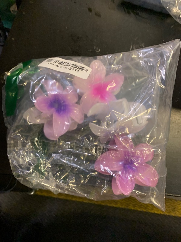 Photo 1 of HAPTIME 4 Pack Flower Claw Clips for Women, Preppy Hair Clips, Plumeria Hair Clip, Hawaiian Flower Hair Clips, Gifts for Women Teen Girls