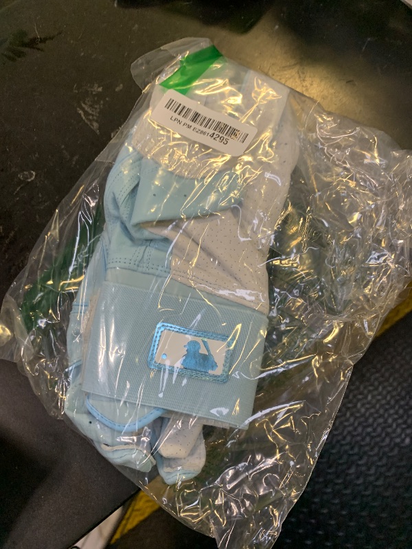 Photo 1 of Franklin Sports MLB Batting Gloves - Infinite Powerstrap Baseball + Softball Batting Gloves -Durable Full Wrap Cage Practice Gear - Long Cuff Wrist + Heavy Duty Leather - Adult XL - Carolina Blue
