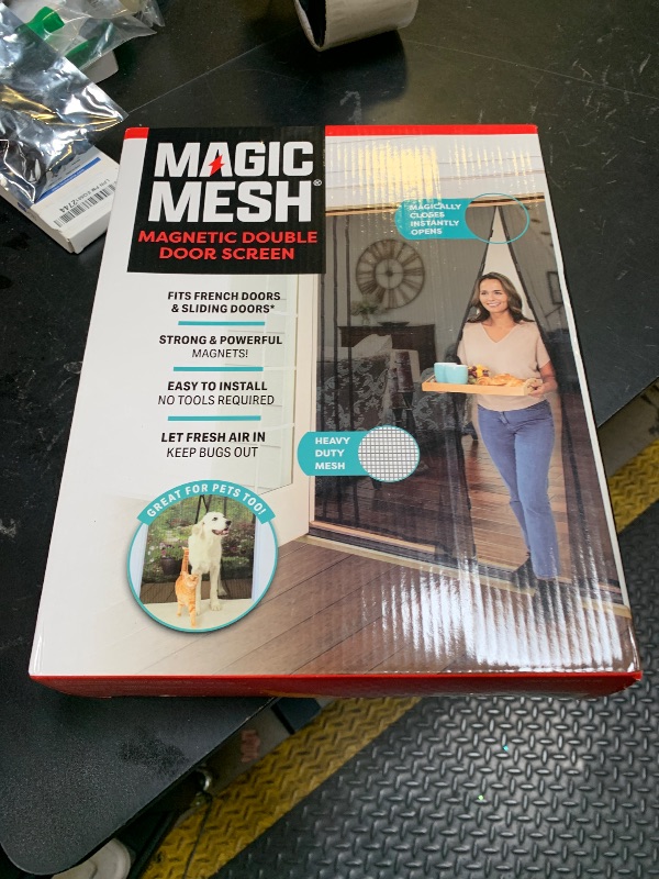 Photo 1 of Magic Mesh Double Door | Magnetic Screen Door for Patio, French & Sliding Doors, Heavy Duty Magnetic Closure, Bug Screen for Doorways, Kid & Pet Friendly | Size 75"W x 83"H (Pack of 1)