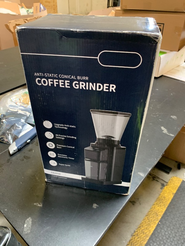 Photo 1 of SHARDOR Professional Conical Burr Coffee Grinder, Coffee Bean Grinder with 48 Grind Settings for Espresso, Drip & French Press, Upgraded Anti-Static Technology, Precision Timer, Black