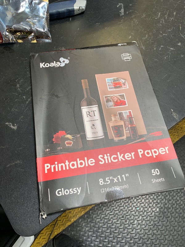 Photo 1 of (50 Sheets) Koala Glossy Sticker Paper for Inkjet Printer, Printable Sticker Paper White, 8.5x11 Inch Self-Adhesive Photo Sticker Printer Paper