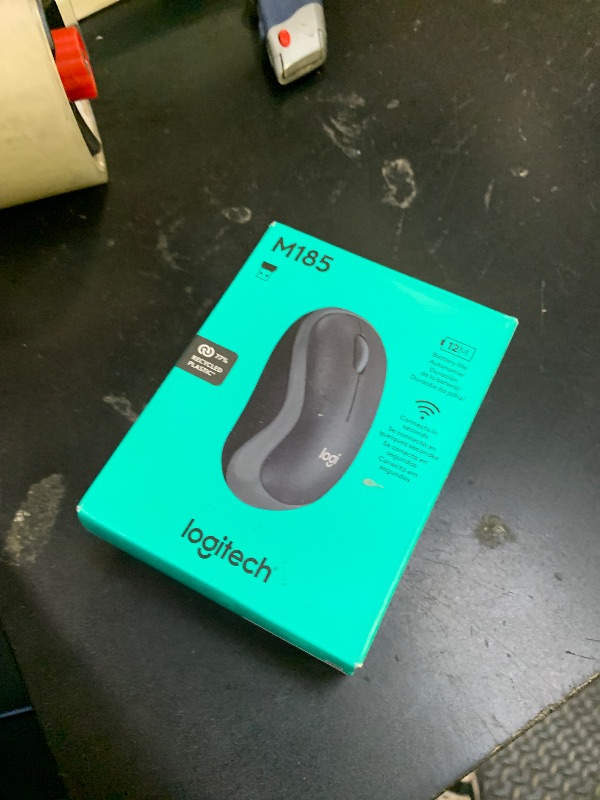 Photo 1 of Logitech M185 Wireless Mouse, 2.4GHz with USB Mini Receiver, 12-Month Battery Life, 1000 DPI Optical Tracking, Ambidextrous PC/Mac/Laptop - Swift Grey