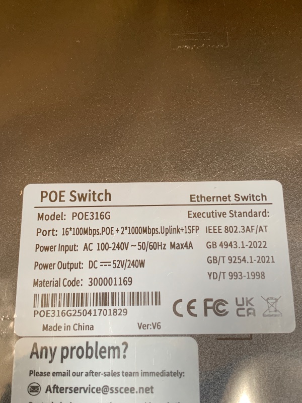 Photo 1 of PoE Switch with 16 POE Ports +2 Gigabit Uplink,1 x 1.25G SFP,802.3af/at PoE+ 100Mbps, 240W Built-in Power, Extend to 250Meter,Unmanaged Metal Plug and Play