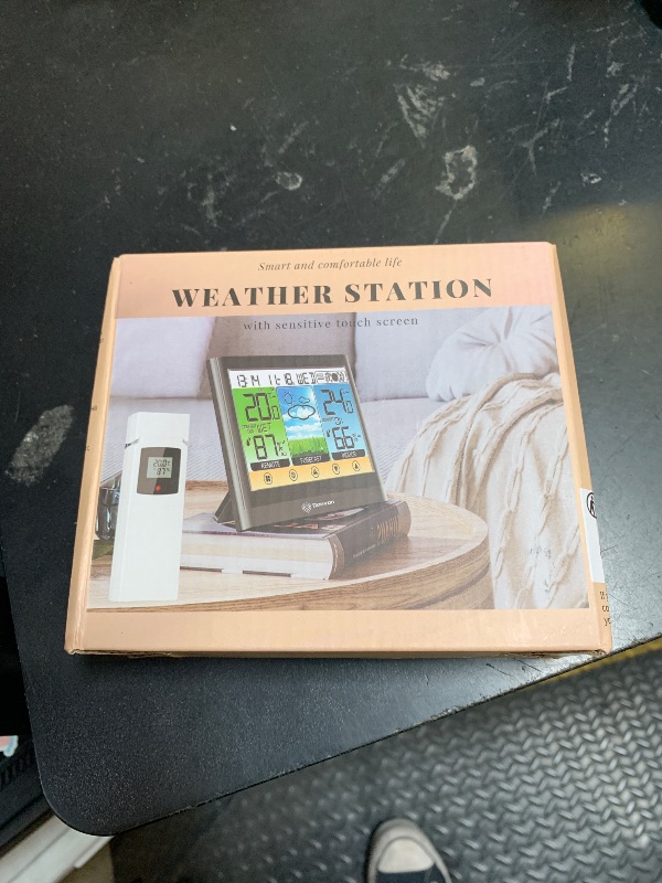 Photo 1 of Geevon Weather Station Wireless Indoor Outdoor Thermometer Hygrometer with Dew Point, Heat Index, Touch LCD Display Digital Weather Thermometer with Alarm Clock and Adjustable Backlight