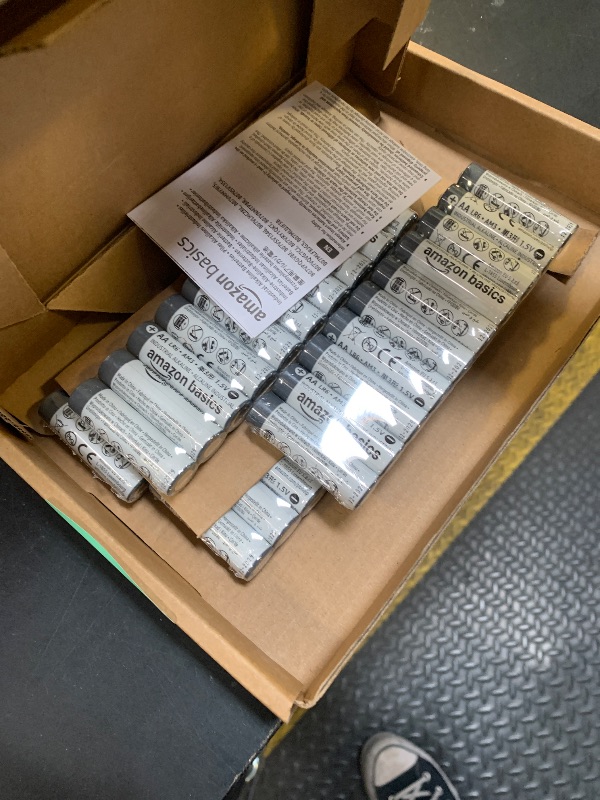 Photo 1 of Amazon Basics 40-Pack AA Alkaline Industrial Batteries, 1.5 Volt, 5-Year Shelf Life