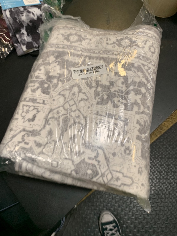 Photo 1 of jinchan Runner Rug 2x7 - Kitchen Machine Washable Vintage Floral Non-Slip with Rubber Backing Ultra-Thin Low-Pile Carpet Runner for Hallway Entryway Bedroom Laundry Room (2x7ft,Light Grey)