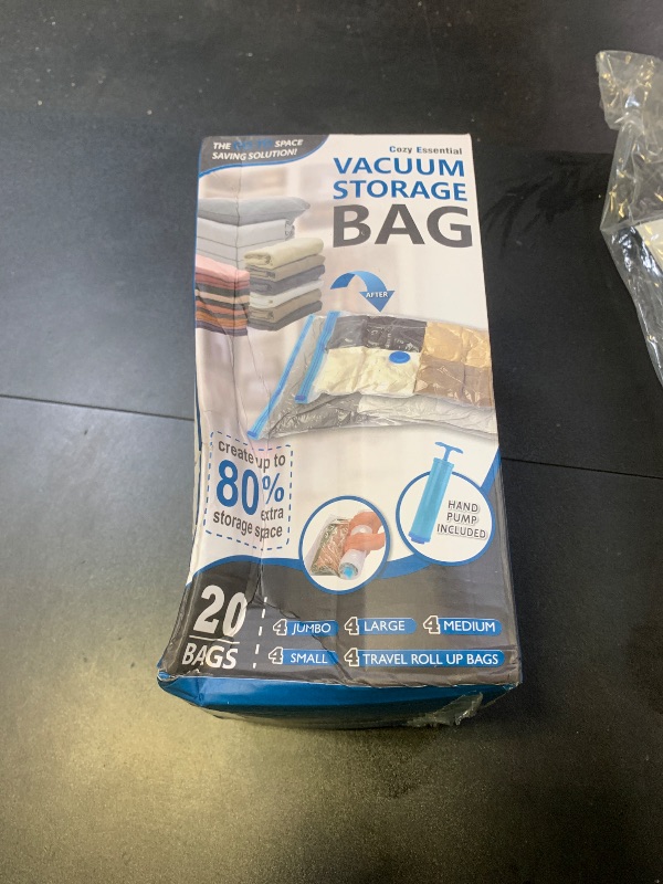 Photo 1 of 20 Pack Vacuum Storage Bags, Space Saver Bags (4 Jumbo/4 Large/4 Medium/4 Small/4 Roll) Compression for Comforters and Blankets, Sealer Clothes Storage, Hand Pump Included