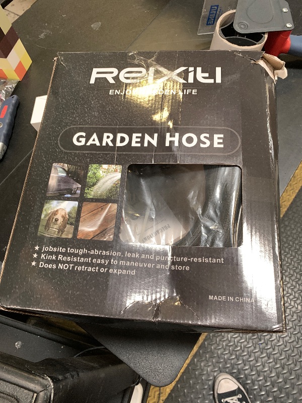 Photo 1 of Relxitl Garden Hose, Flexible Water Hose, Ultra Lightweight Non-Expanding hose with 10 Function Sprayer, Leak proof, Pressure Resistant for Yard, Outdoor (Black, 75FT)