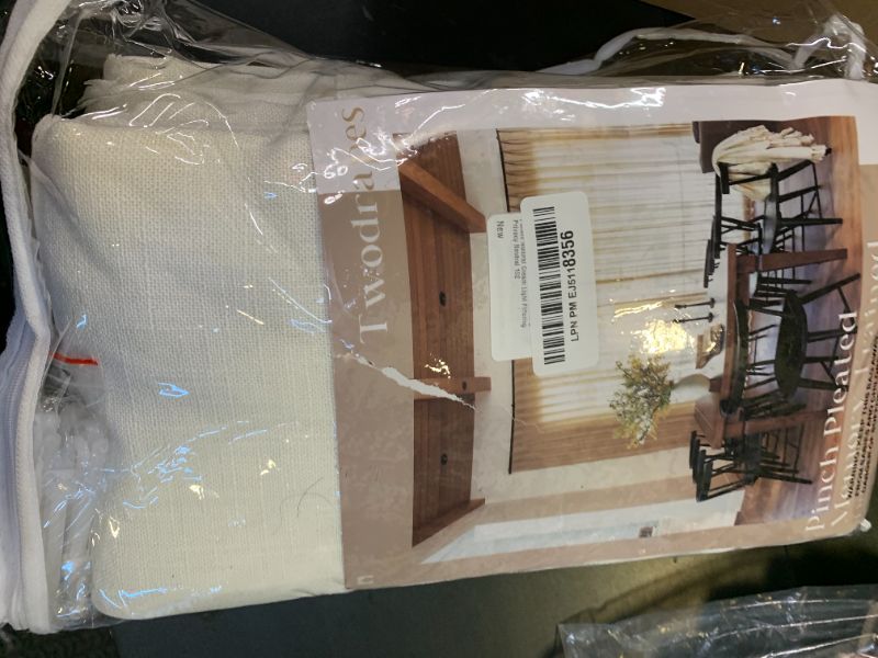 Photo 1 of 102 Inch Long Curtains Pinch Pleat Linen Curtains for Living Room Bedroom 2 Panels Natural Cream Light Filtering Privacy Neutral 102 Inch Pleated Drapes Hooks Rings Back Tab for Window Sliding Door