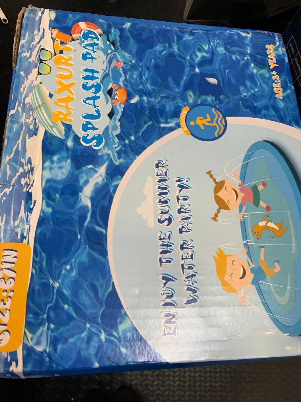 Photo 1 of Raxurt Splash Pad, 67in Anti-Slip Splash Pad for Kids Dogs 0.58mm Thickened Dog Pool Splash Sprinkler Pad Durable Summer Outdoor Water Toys for Baby Toddler Boys Girls Pet