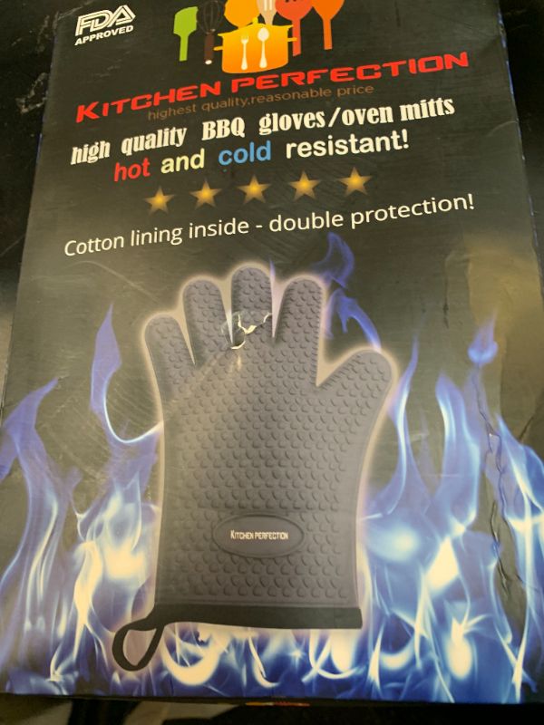 Photo 1 of KITCHEN PERFECTION Silicone Smoker Oven Gloves-Extreme Heat Resistant BBQ Gloves-Handle Hot Food Right on Your Grill Fryer & Pit|Waterproof Grilling Cooking Baking Mitts|Superior Value Set +3 Bonuses