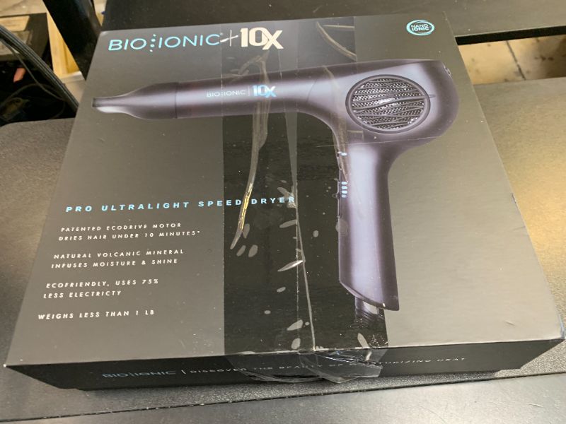 Photo 1 of Bio Ionic 10X UltraLight Speed Hair Dryer, Blow Dryer with Adjustable Heat & Speed, Professional Hair Styling Tool for Fast, Frizz-Free Hairstyles, 1800W EcoDrive Brushless Motor