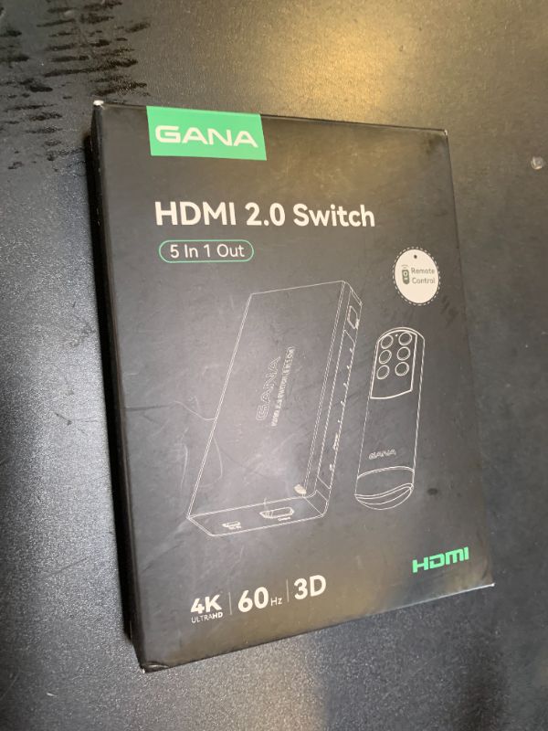 Photo 1 of HDMI Switch 5 in 1 Out 4K@60Hz, GANA HDMI Splitter Switcher with Remote, Aluminum HDMI 2.0 Switch Box Hub for 3D, HDCP2.2, HDR, Compatible with Xbox, PS5/4/3,Fire Stick,Roku,Blu-Ray Player