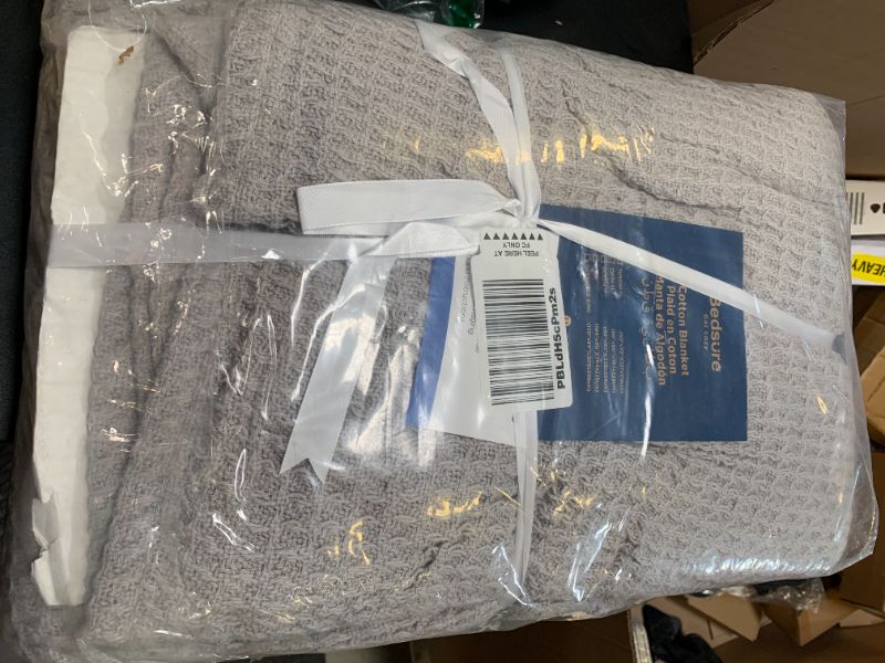 Photo 1 of Bedsure 100% Cotton Large Blanket Oversized King for Bed - Breathable Thick Waffle Weave Blanket for Summer, Couch Cover, Grey, 120x94 inches