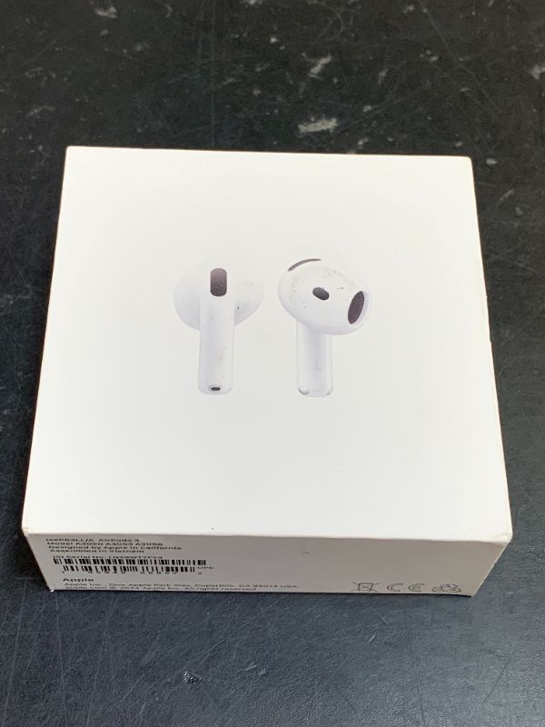 Photo 1 of Apple AirPods 4 Wireless Earbuds, Bluetooth Headphones, Personalized Spatial Audio, Sweat and Water Resistant, USB-C Charging Case, H2 Chip, Up to 30 Hours of Battery Life, Effortless Setup for iPhone