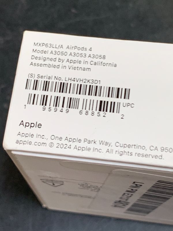 Photo 1 of ONE AIRPOD ONLY** Apple AirPods 4 Wireless Earbuds, Bluetooth Headphones, Personalized Spatial Audio, Sweat and Water Resistant, USB-C Charging Case, H2 Chip, Up to 30 Hours of Battery Life, Effortless Setup for iPhone