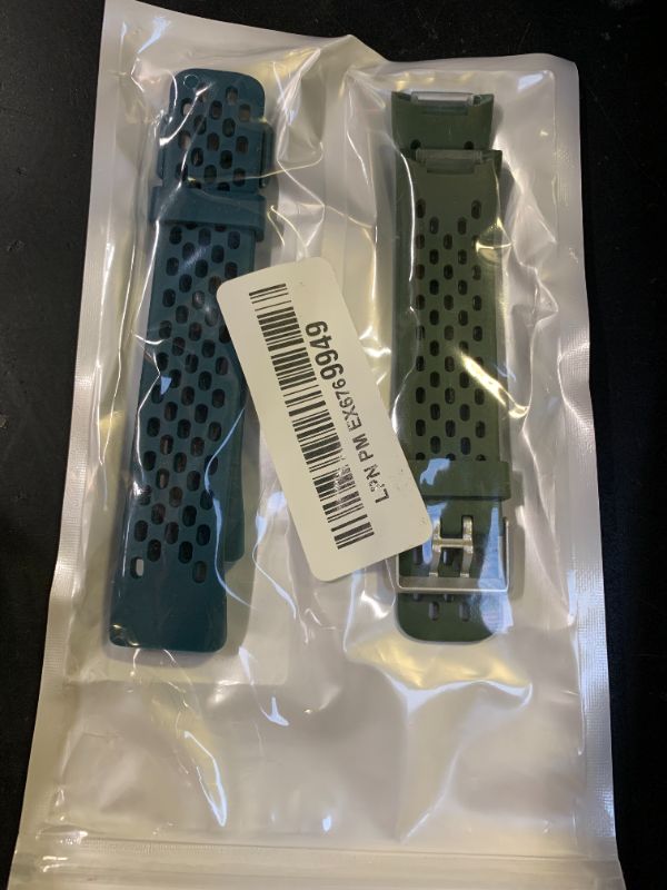 Photo 1 of Maledan Compatible with Fitbit Charge 5/ Charge 6 Bands Men Women, 3 Pack Sport Band Soft Waterproof Replacement Wristbands Breathable Strap for Fitbit Charge 5/ Charge 6, Black/Slate Blue/Green