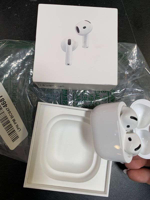 Photo 1 of Apple AirPods 4 Wireless Earbuds, Bluetooth Headphones, with Active Noise Cancellation, Adaptive Audio, Transparency Mode, Personalized Spatial Audio, USB-C Charging Case, Wireless Charging, H2 Chip