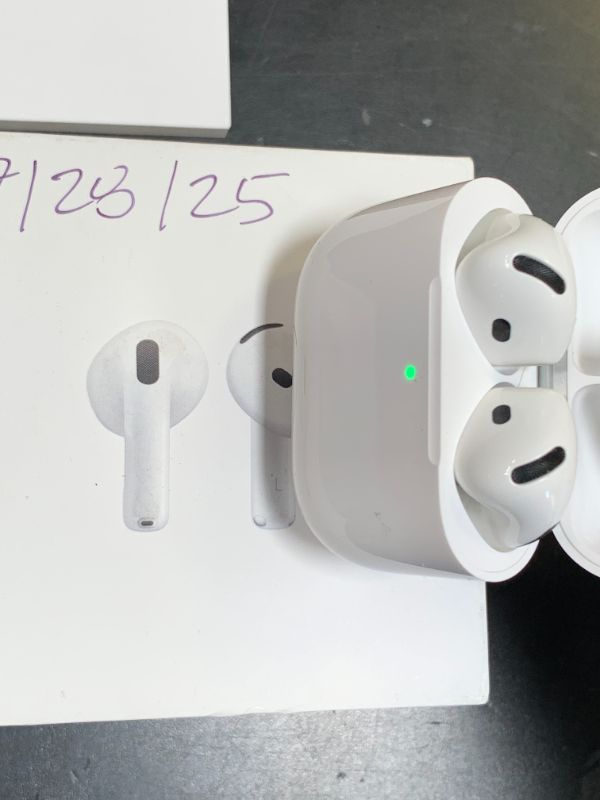 Photo 1 of Apple AirPods 4 Wireless Earbuds, Bluetooth Headphones, Personalized Spatial Audio, Sweat and Water Resistant, USB-C Charging Case, H2 Chip, Up to 30 Hours of Battery Life, Effortless Setup for iPhone