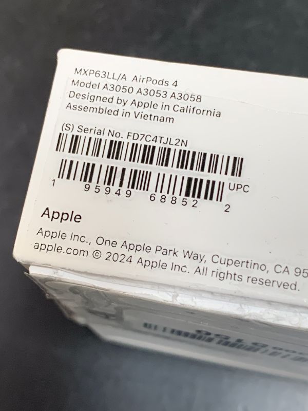 Photo 1 of Apple AirPods 4 Wireless Earbuds, Bluetooth Headphones, Personalized Spatial Audio, Sweat and Water Resistant, USB-C Charging Case, H2 Chip, Up to 30 Hours of Battery Life, Effortless Setup for iPhone