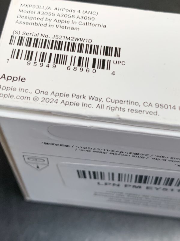 Photo 1 of Apple AirPods 4 Wireless Earbuds, Bluetooth Headphones, with Active Noise Cancellation, Adaptive Audio, Transparency Mode, Personalized Spatial Audio, USB-C Charging Case, Wireless Charging, H2 Chip