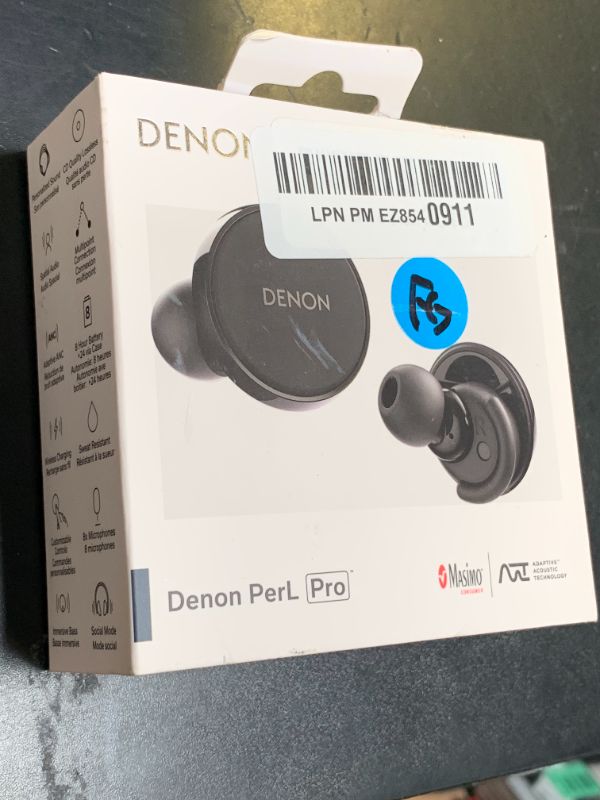 Photo 1 of Denon PerL Pro True Wireless Earbuds - Adaptive Active Noise Cancelling, Personalized Sound with Masimo Adaptive Acoustic Technology, Spatial Audio, Long-Lasting Battery, Wireless Charging, Black