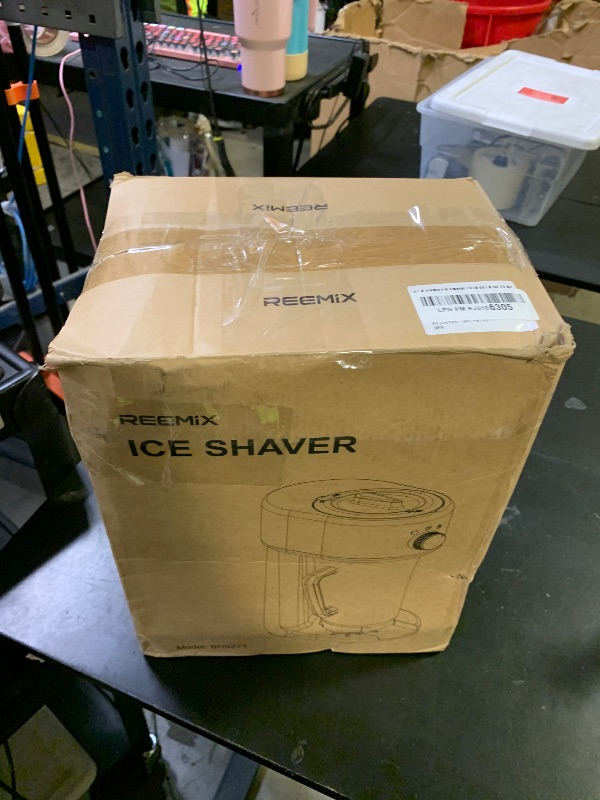 Photo 1 of Reemix Shaved Ice Machine, Electric Ice Shaver and Snow Cone Machine with Large Capacity Storage, Portable Ice Crusher Ice Thickness Can be Adjusted (White)
