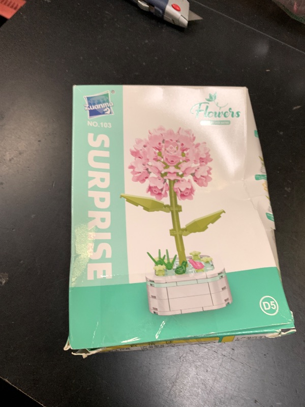 Photo 1 of Flower Bouquet Building Set with Base, Flowers Buildling Set Artificial Plant Flowers Building Blocks for Home Office Decor, Birthday Gifts, Desktop Trinkets Age 6+