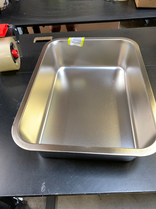 Photo 1 of Stainless Steel Cat Litter Box, 15.7"×11.8"×4" Metal Litter Pan, Small Litter Box for Little Cats Kittens, Easy Cleaning
