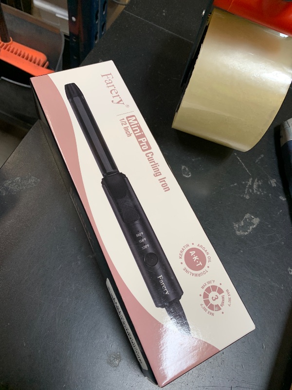 Photo 1 of FARERY 1/2 Inch Ceramic Mini Hair Curler with 3 Adjustable Temp, Dual Voltage, Travel Curling Iron for Short Hair, Infused with Keratin & Argan Oil, Storage Bag