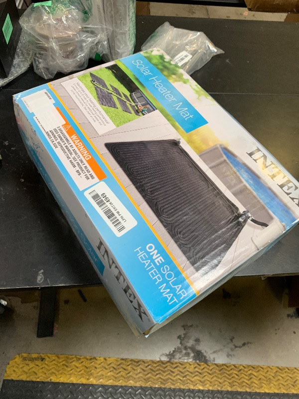 Photo 1 of Intex 28685E 47 Inch x 47 Inch Solar Pool Water Heater Mat for 8,000 Gallon Above Ground Swimming Pool with Hose Attachment and Adaptors, Black