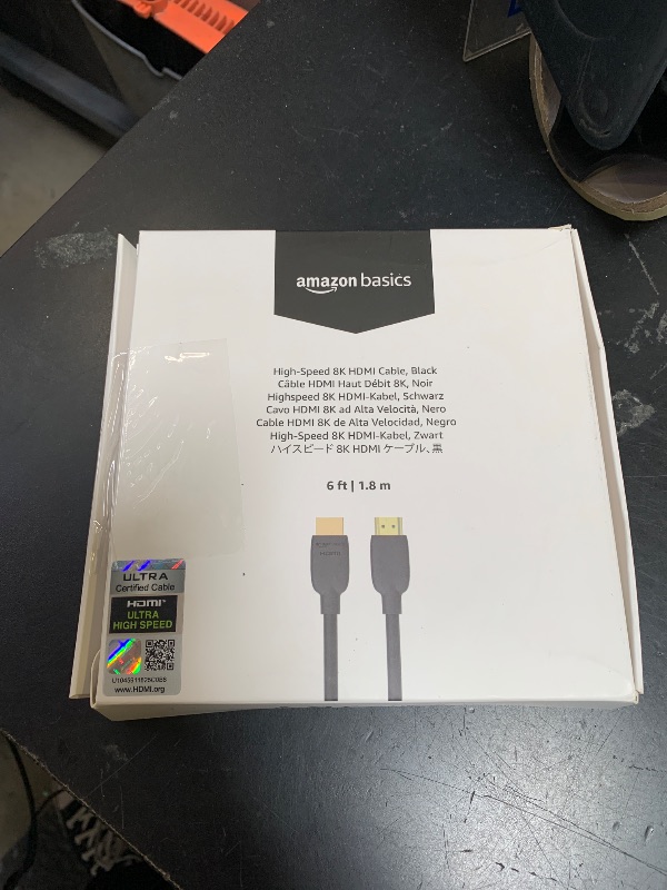 Photo 1 of Amazon Basics HDMI Cable, 6 Feet, HDMI 2.1 to HDMI Cable (48Gbps), 8K@60Hz 4K@120Hz Certified Ultra High Speed, Black, Compatible with PS5/Xbox/TV/Monitor