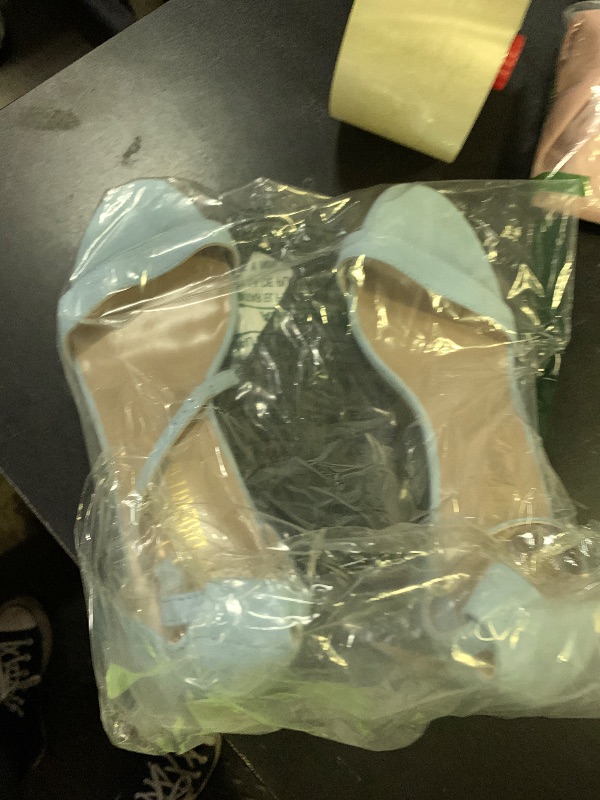 Photo 1 of DREAM PAIRS Women's Chunk Low Heel Pump Sandals,Size 9.5,Baby/Blue/Suede,CHUNK