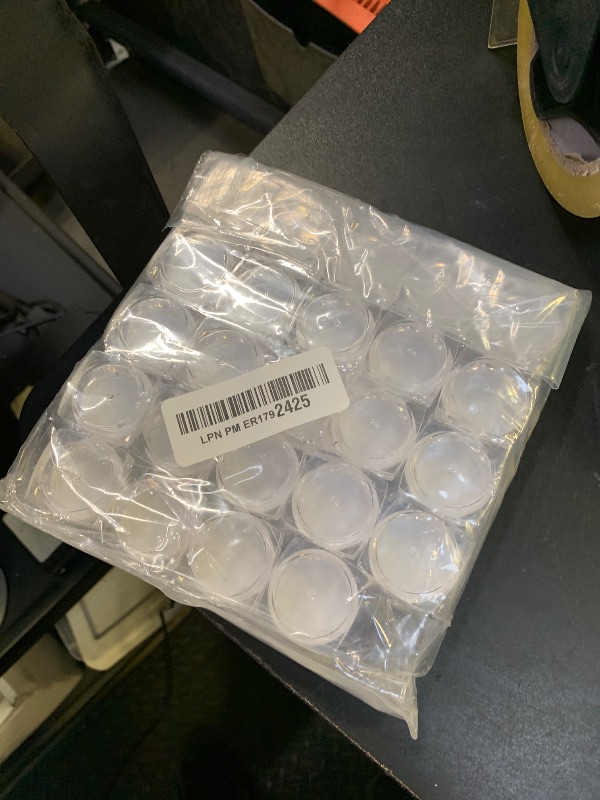 Photo 1 of 25pcs empty 5g clear Sqaure plastic jar small pot containers for makeup lip balm powder 0.17OZ tiny mini cream jars with white lids travel container bottles