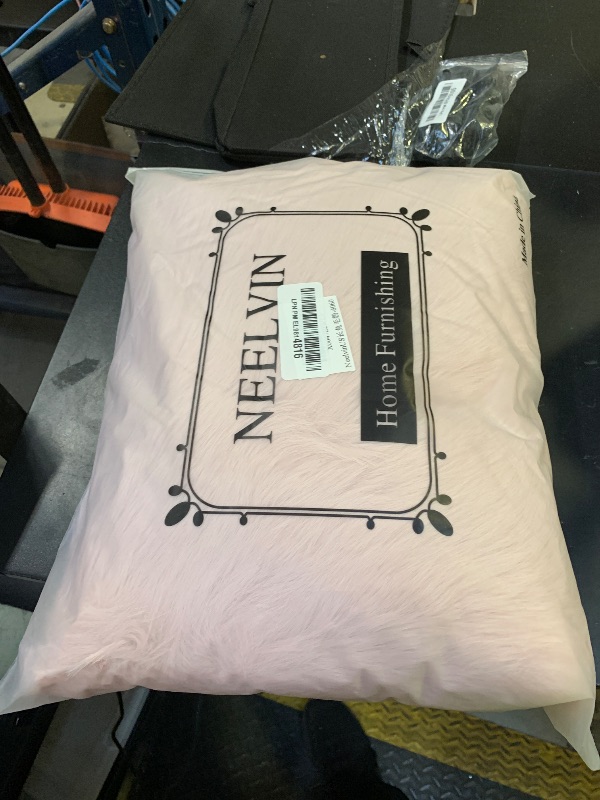 Photo 1 of Neelvin Pink Faux Fur Cozy Fluffy Double-Sided Decorative Throw Pillow Covers 24x24 inch Set of 2,Velvet Pillowcase Cushion Case for Sofa Couch