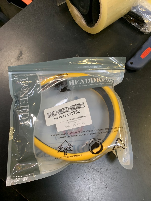 Photo 1 of LONEEDY 1.7 Inch Leather Hard Headband Wide Padded Headband Hairband for Women (Yellow)