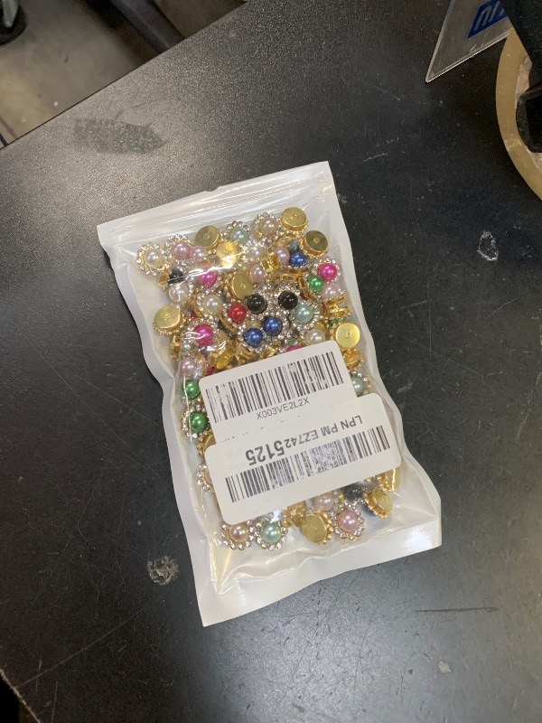 Photo 1 of 100 Pcs 12mm Flower Claw Pearl Sew On Rhinestones Gold Flatback Base Shiny Crystals Rhinestones Stones for Wedding Clothing Dress Shoes Crafts Decoration (01 Mixed)