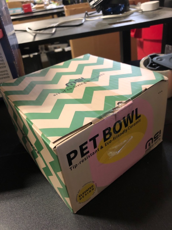 Photo 1 of MS!MAKE SURE Cat Bowls, Adjustable Elevated Ceramic Cat Bowls with Anti-Slip Rubber Pad, Splash Guard, Lead & Cadmium Free, Whisker Friendly, for Puppies & Cats - 5.1" Wide, 295ML (10 oz), Blue