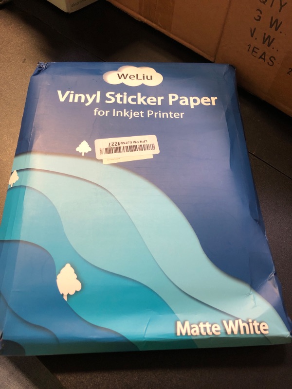 Photo 1 of WeLiu Premium Printable Vinyl Sticker Paper for Inkjet Printer,100 Sheets Matte White Waterproof Decal Paper, Dries Quickly and Holds Ink Beautifully