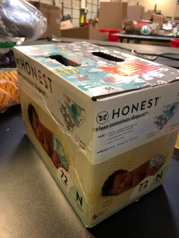 Photo 1 of The Honest Company Clean Conscious Diapers for Delicate Skin | Up to 100% Leakproof | Hypoallergenic, Fragrance Free | Gender Neutral | Club Box, Size Newborn, 72 Count (Prints May Vary)