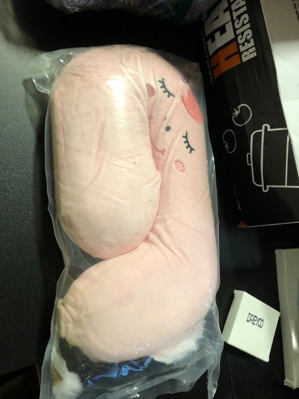 Photo 1 of Sexysamba Cartoon Headrest & Neck Pillow for Kids Boys & Girls, Teens, Travel Accessories for Airplane, Car, Recline, Memory Foam Cute Travel Pillow with Sleep Eye Mask - Pink Unicorn